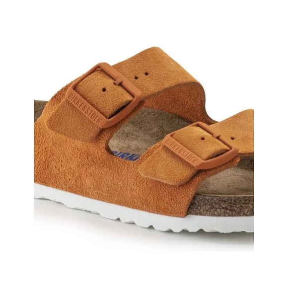 New Birkenstock Arizona SFB Almond Suede Leather Regular Eu39 Orange - Picture 6 of 10